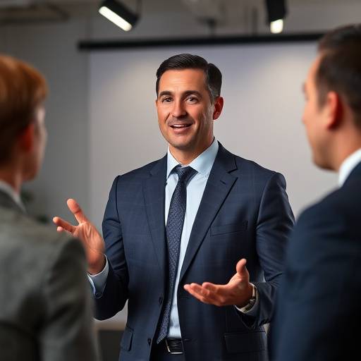 Executive giving a presentation in a corporate video